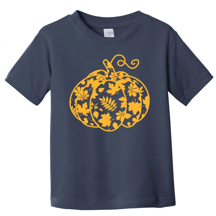 Cute Autumn Fall Leaves Pattern Pumpkin Toddler T-Shirt