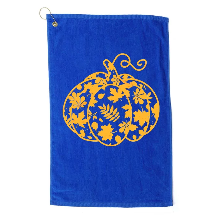 Cute Autumn Fall Leaves Pattern Pumpkin Platinum Collection Golf Towel