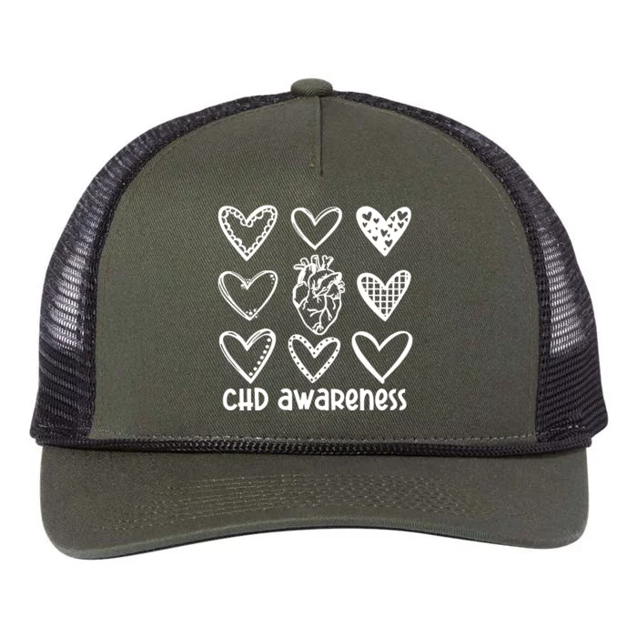 Chd Awareness For Heart Disease Month Awareness Retro Rope Trucker Hat Cap