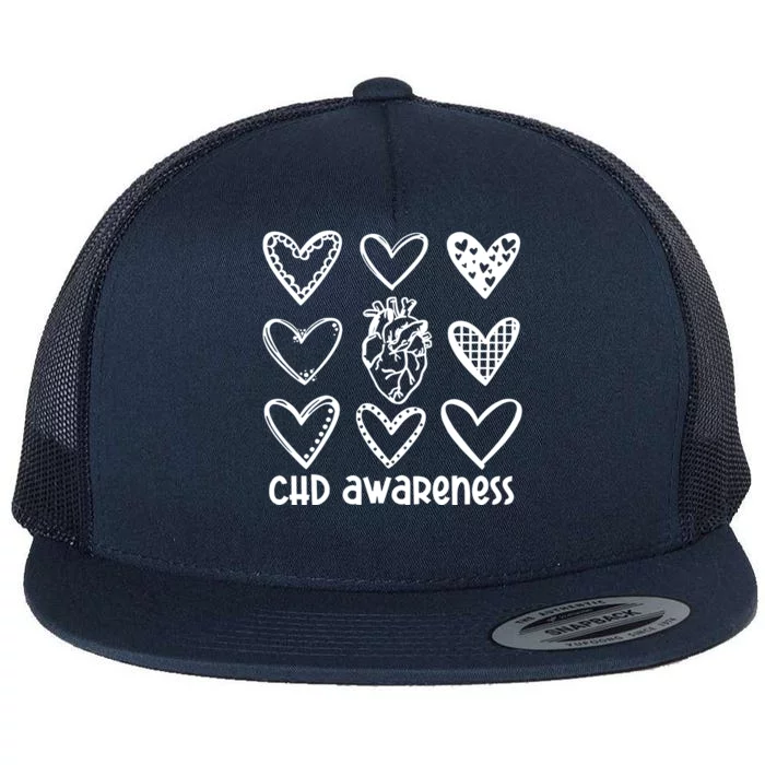 Chd Awareness For Heart Disease Month Awareness Flat Bill Trucker Hat