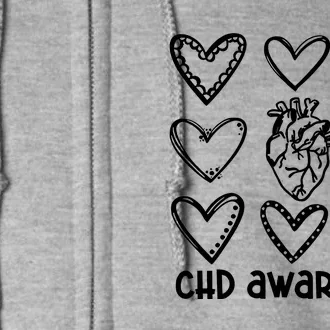 Chd Awareness For Heart Disease Month Awareness Full Zip Hoodie