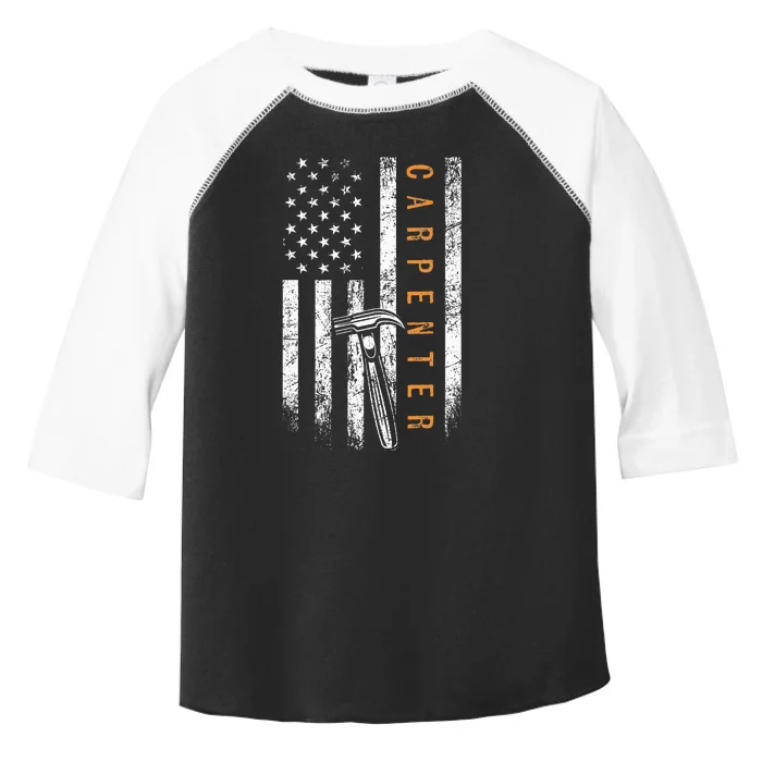 Carpenter American Flag Design Woodworking Carpentry Toddler Fine Jersey T-Shirt