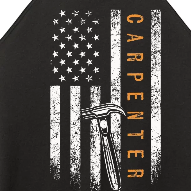 Carpenter American Flag Design Woodworking Carpentry Women’s Perfect Tri Rocker Tank