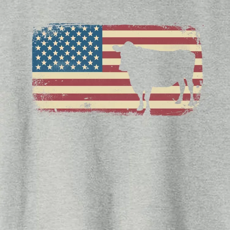 Cow American Flag Cow Gift Women's Crop Top Tee