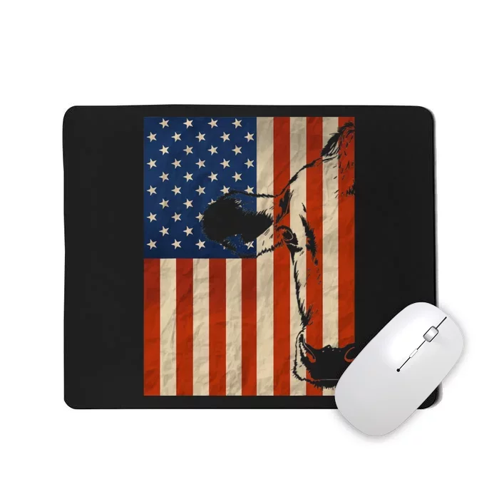 Cow American Flag Cattle Animal Lover Patriotic Mousepad