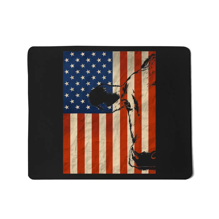 Cow American Flag Cattle Animal Lover Patriotic Mousepad