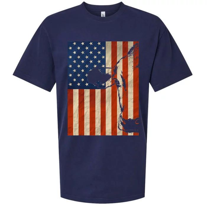 Cow American Flag Cattle Animal Lover Patriotic Sueded Cloud Jersey T-Shirt