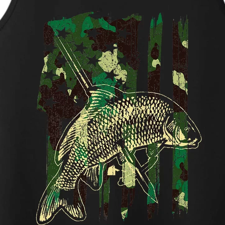 Camo American Flag Bowfishing Gift Bow Fishing Bow Fisher Performance Tank