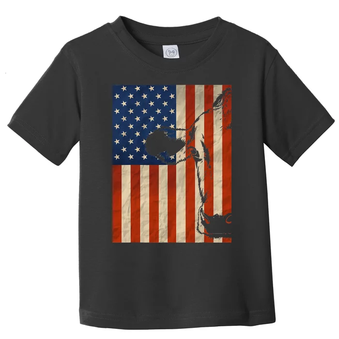 Cow American Flag Cattle Animal Lover Patriotic Gift Toddler T-Shirt