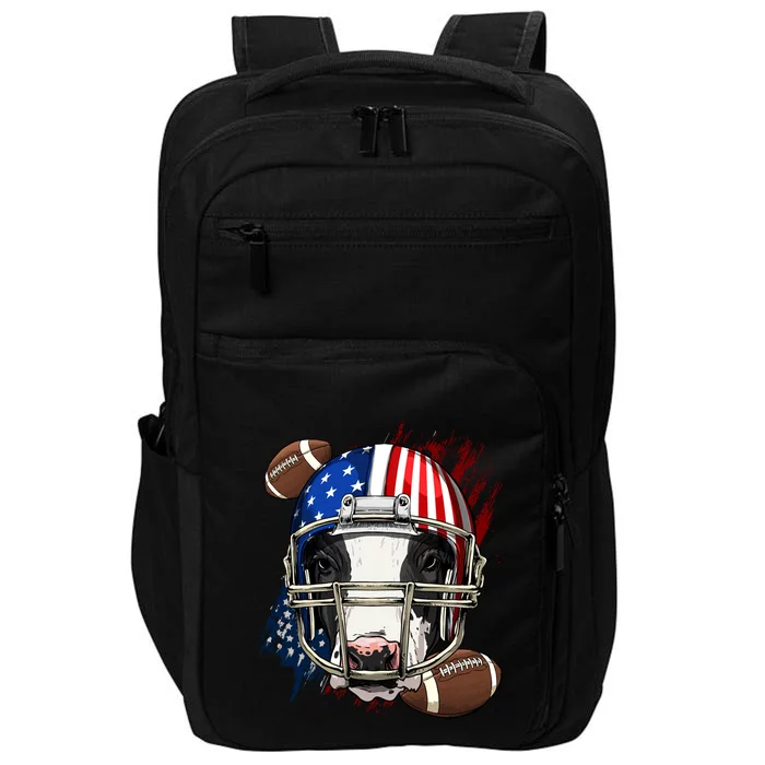 Cow American Football Cow Lovers Usa Flag Gift Impact Tech Backpack