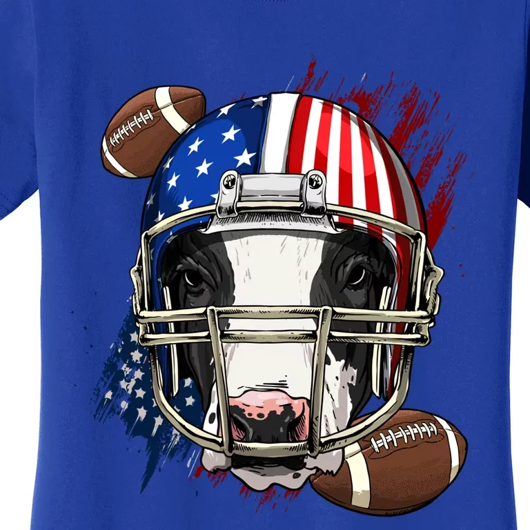 Cow American Football Cow Lovers Usa Flag Gift Women's T-Shirt