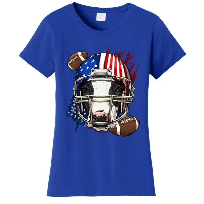 Cow American Football Cow Lovers Usa Flag Gift Women's T-Shirt