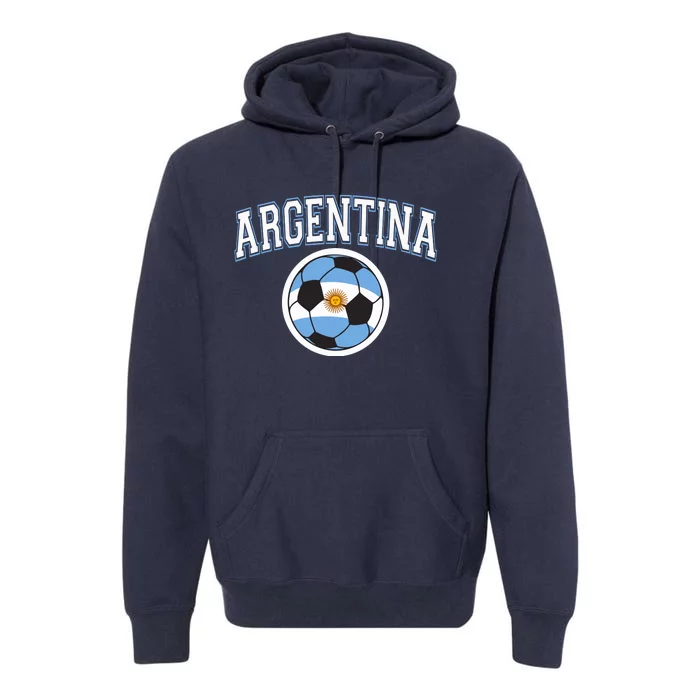 Cool Argentina Flag With Soccer Ball Premium Hoodie