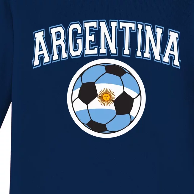 Cool Argentina Flag With Soccer Ball Baby Long Sleeve Bodysuit