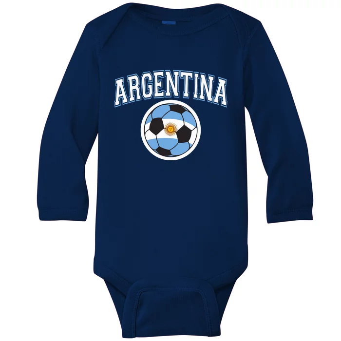 Cool Argentina Flag With Soccer Ball Baby Long Sleeve Bodysuit