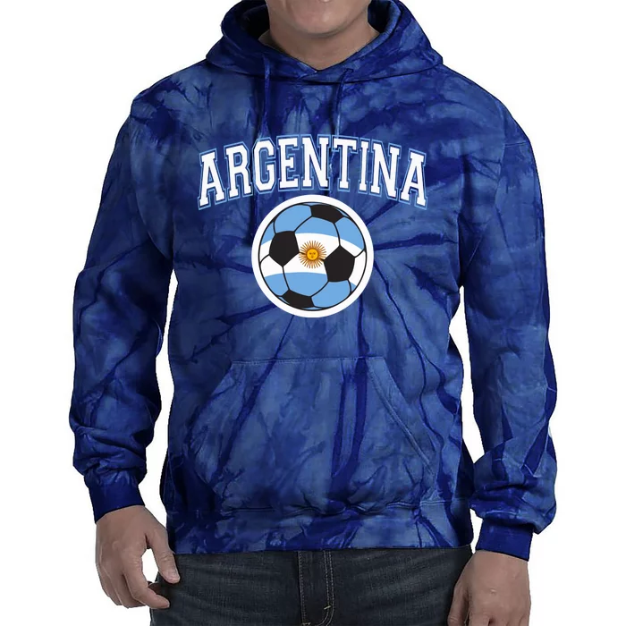 Cool Argentina Flag With Soccer Ball Tie Dye Hoodie