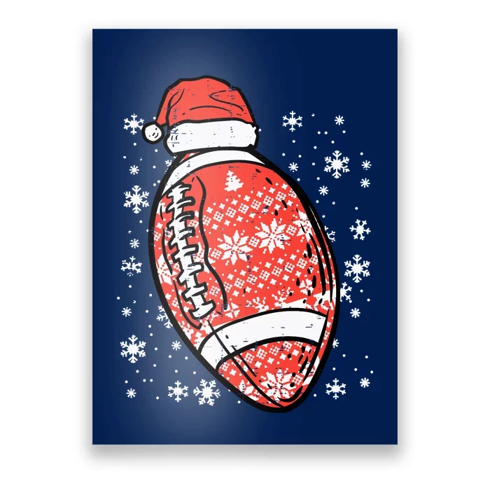 Christmas American Football Santa Xmas Sports Boy Poster