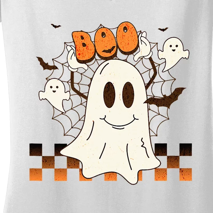 Cute and Funny Halloween Boo Ghost Women's V-Neck T-Shirt