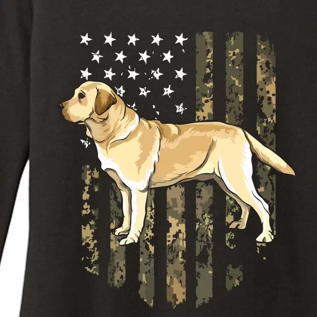 Camo American Flag Yellow Labrador Retriever 4th Of July USA Womens CVC Long Sleeve Shirt