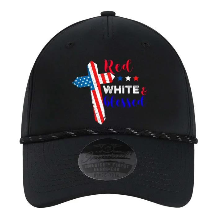 Cross American Flag Red White Blessed Believer God Usa Meaningful Gift Performance The Dyno Cap