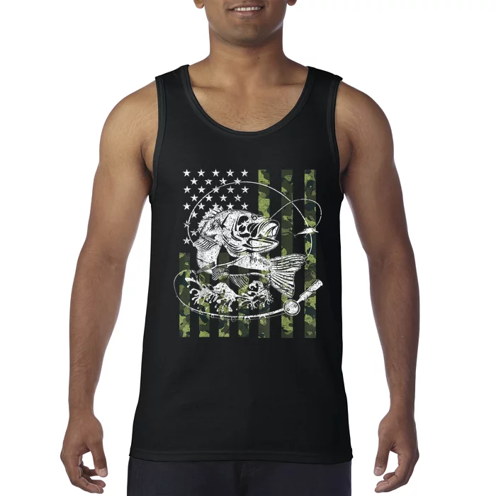 Camouflage American Flag Fishing Gifts Tank Top