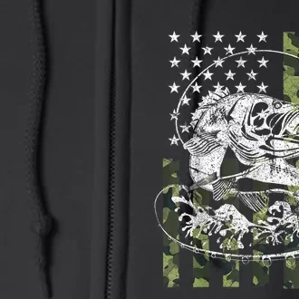 Camouflage American Flag Fishing Gifts Full Zip Hoodie