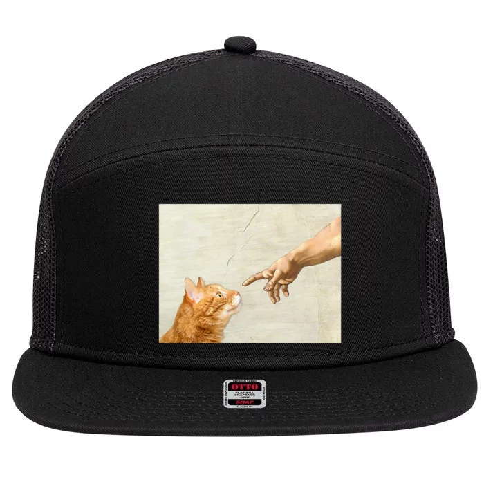 Cute Aesthetic Funny Cat 7 Panel Mesh Trucker Snapback Hat