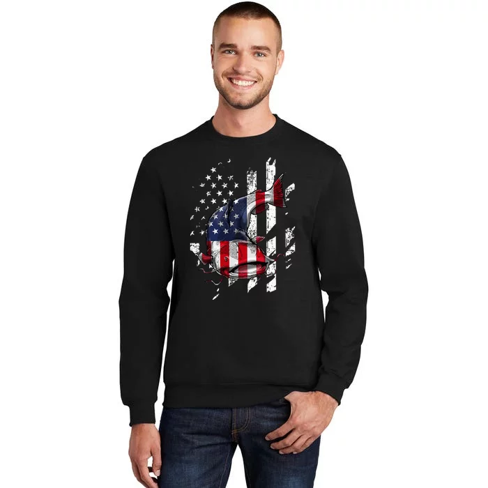 Catfishing American Flag Catfish Angler Fisherman Tall Sweatshirt