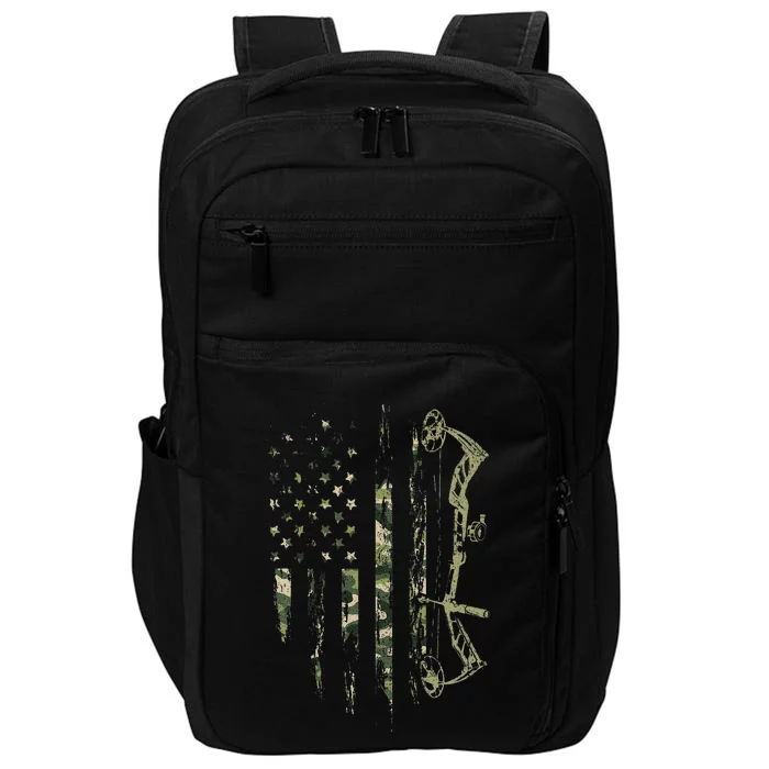 Camo American Flag Bowhunting Bow Archery Deer Hunting Gift Impact Tech Backpack