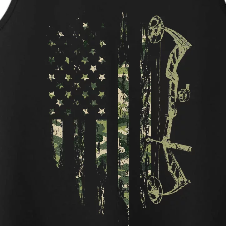 Camo American Flag Bowhunting Bow Archery Deer Hunting Gift Performance Tank