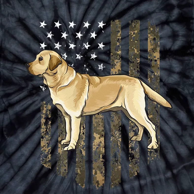 Camo American Flag Yellow Labrador Retriever 4th Of July USA Tie-Dye T-Shirt