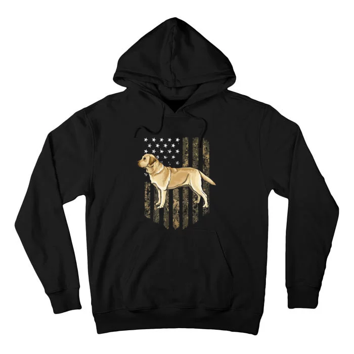 Camo American Flag Yellow Labrador Retriever 4th Of July USA Tall Hoodie