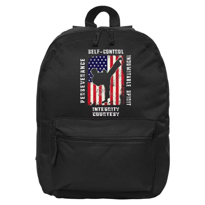 Cool American Flag Taekwondo Gift Tae Kwon Do Martial Arts 16 in Basic Backpack