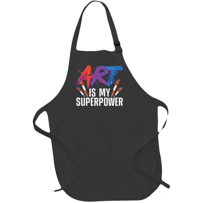 Cool Art For Art Teacher Artist Painter Superpower Full-Length Apron With Pocket