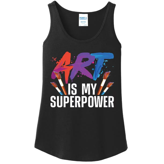 Cool Art For Art Teacher Artist Painter Superpower Ladies Essential Tank