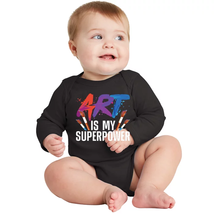 Cool Art For Art Teacher Artist Painter Superpower Baby Long Sleeve Bodysuit