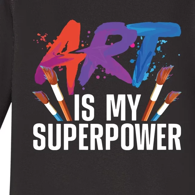 Cool Art For Art Teacher Artist Painter Superpower Baby Long Sleeve Bodysuit