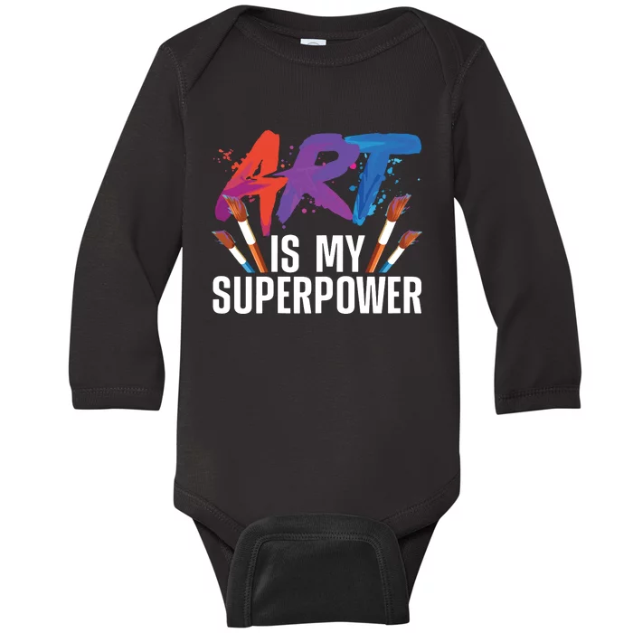 Cool Art For Art Teacher Artist Painter Superpower Baby Long Sleeve Bodysuit