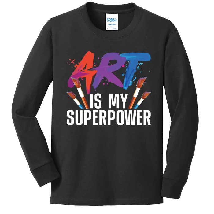 Cool Art For Art Teacher Artist Painter Superpower Kids Long Sleeve Shirt