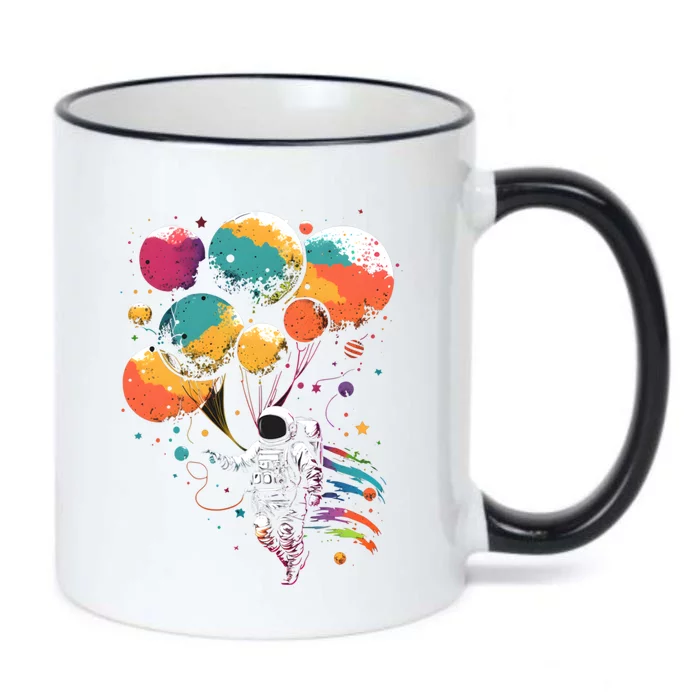 Cool Astronaut Flying With Balloon Planets Space Planets Gift Black Color Changing Mug