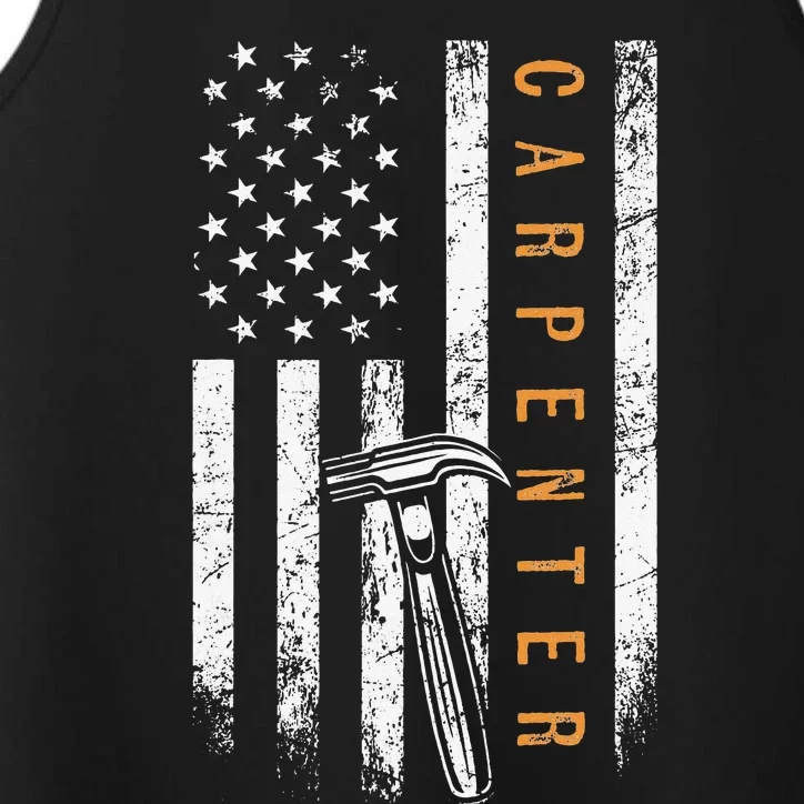 Carpenter American Flag Design Woodworking Carpentry Performance Tank