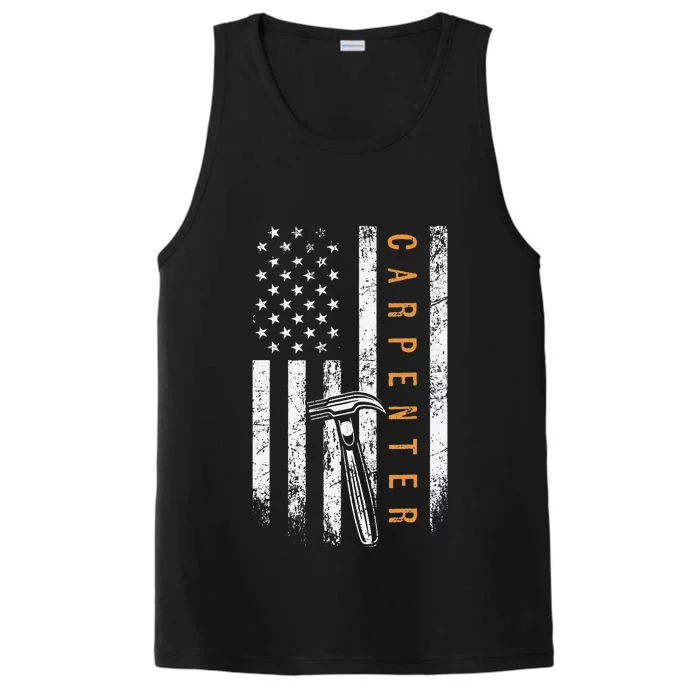 Carpenter American Flag Design Woodworking Carpentry Performance Tank