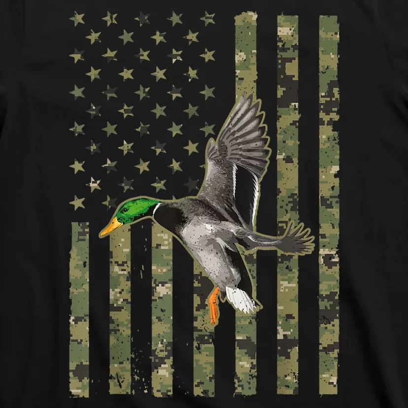 Camo American Flag Duck Hunting Goose Hunt Duck Hunter Gift T-Shirt