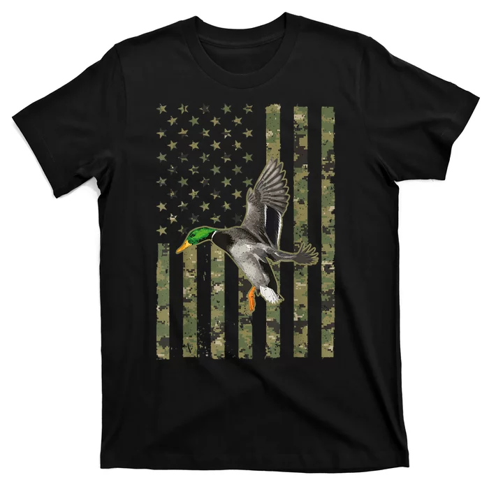 Camo American Flag Duck Hunting Goose Hunt Duck Hunter Gift T-Shirt