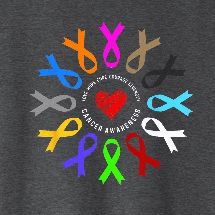 Cancer Awareness Fight Cancer Ribbon Women's Crop Top Tee