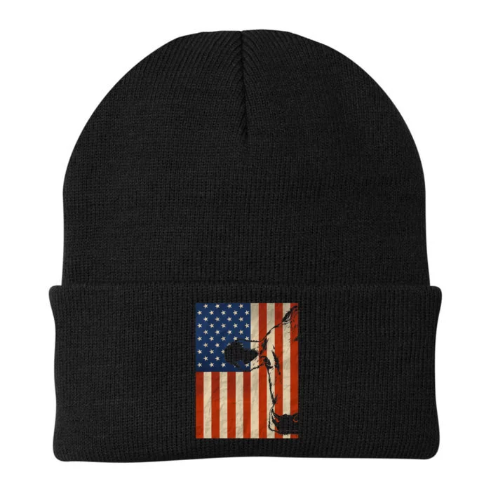 Cow American Flag Cattle Animal Lover Patriotic Gift Knit Cap Winter Beanie