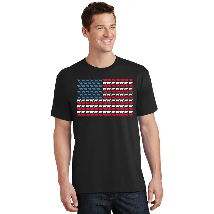 Cow American Flag Heifer US 4th Of July Farm Cattle USA Gift T-Shirt