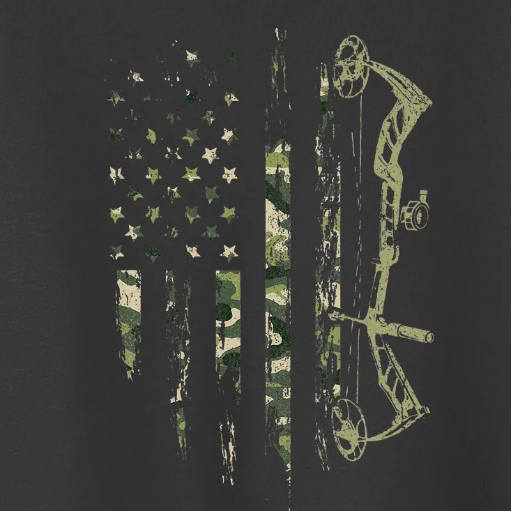 Camo American Flag Bowhunting Bow Archery Deer Hunting Gift Toddler T-Shirt