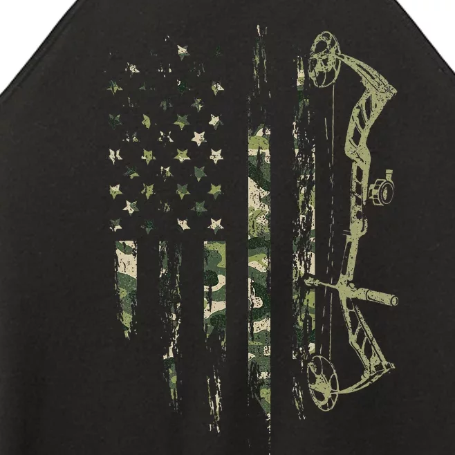 Camo American Flag Bowhunting Bow Archery Deer Hunting Gift Women’s Perfect Tri Rocker Tank