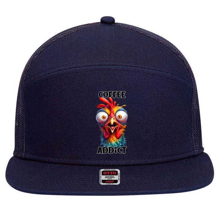 Coffee Addict Funny Turkey 7 Panel Mesh Trucker Snapback Hat